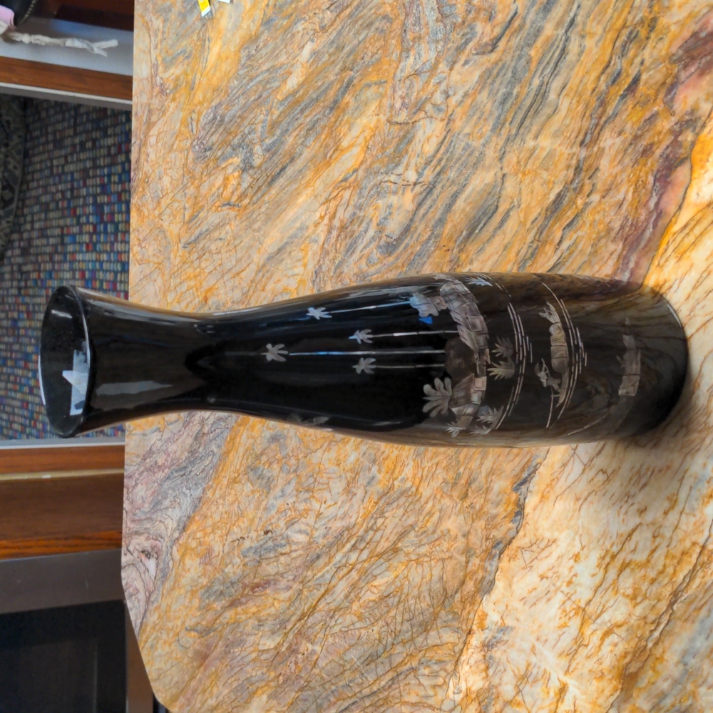 Black Lacquer Oriental Vase